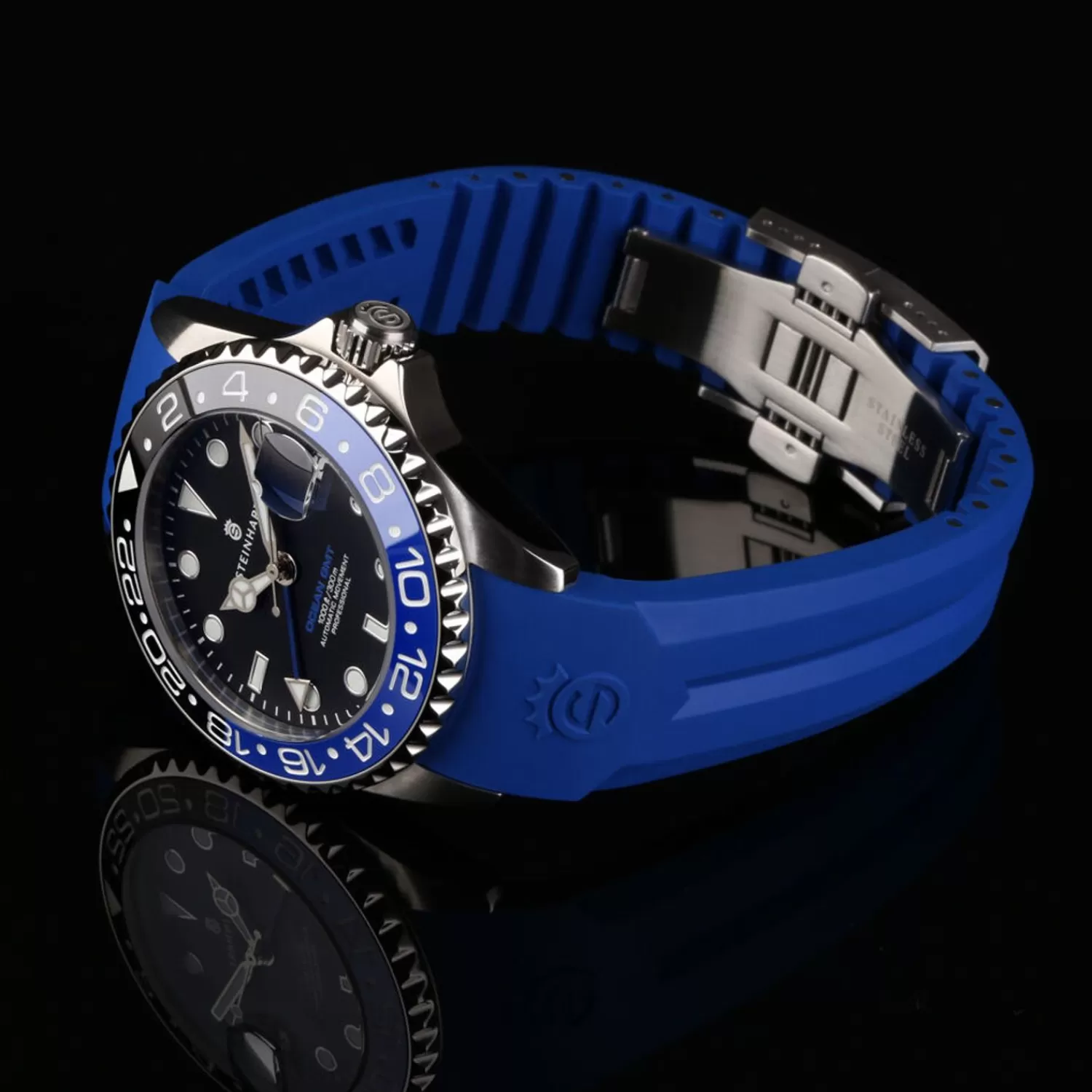 Gummistrop Bla Ny 22X18 Mm Til Ocean 42 Og Ocean 44 Med Lasestal*Steinhart Watches Cheap