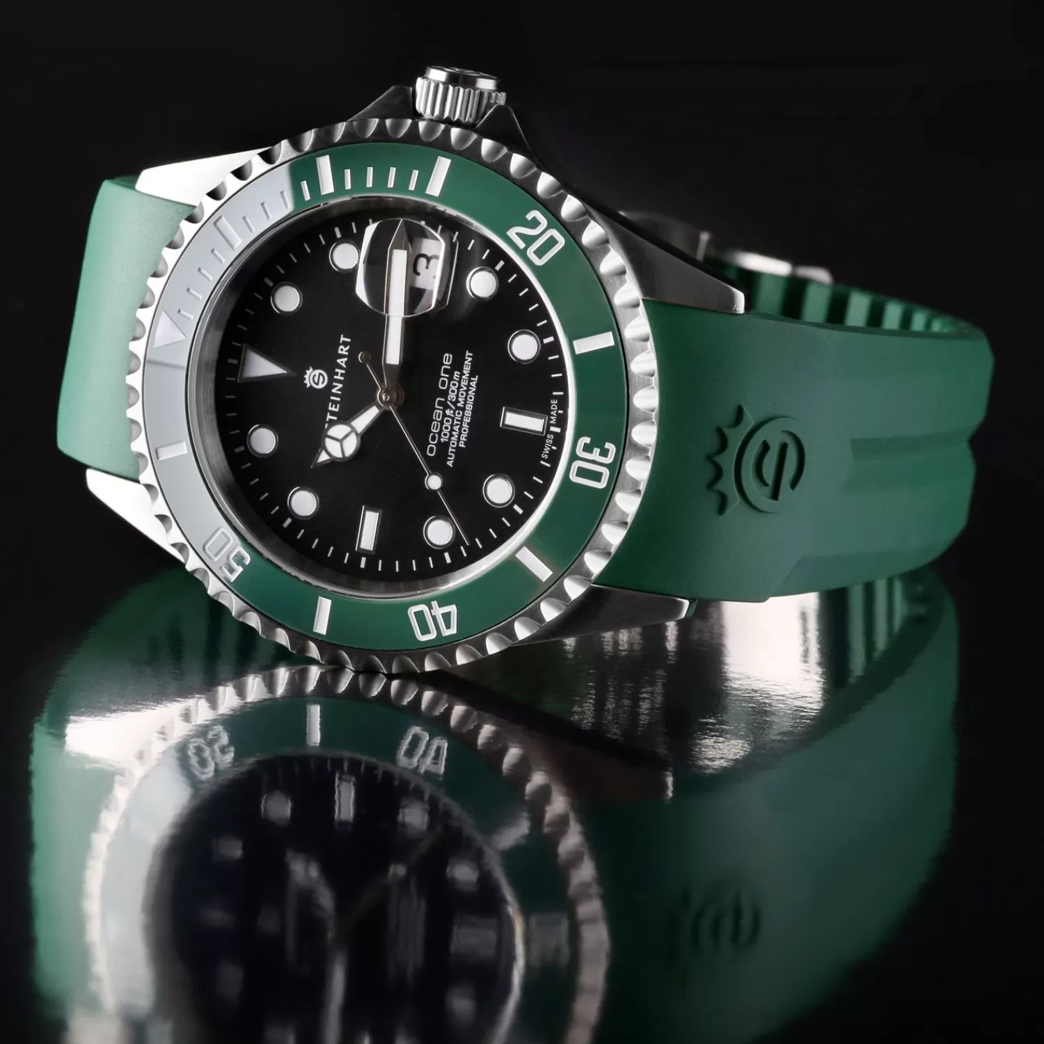 Gummistrop Gron Ny 22X18 Mm Til Ocean 42 Og Ocean 44 Med Lasestal*Steinhart Watches Best Sale