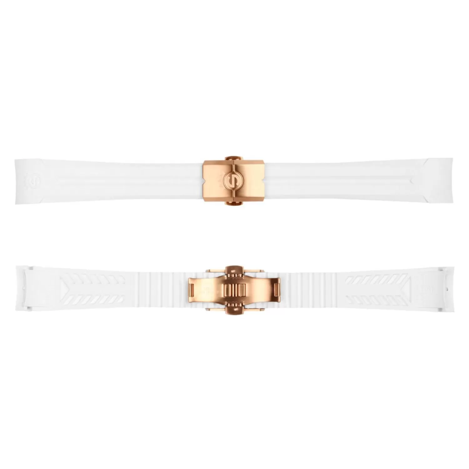 Gummistrop Hvid Ny 20X16 Mm For Ocean 39 Med Spaende Pink Guld*Steinhart Watches Shop