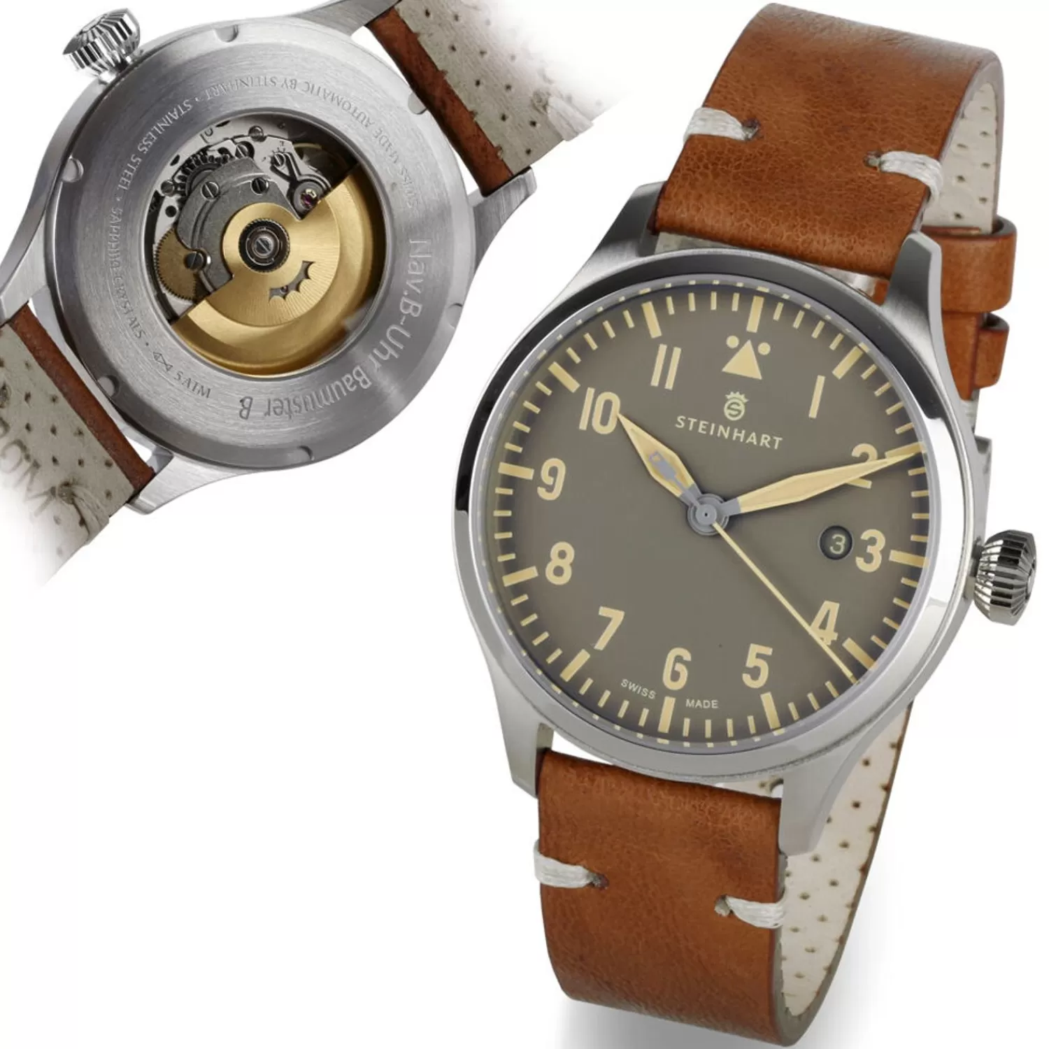 Nav B-Uhr 42 Vintage Beige A-Muster*Steinhart Watches Clearance