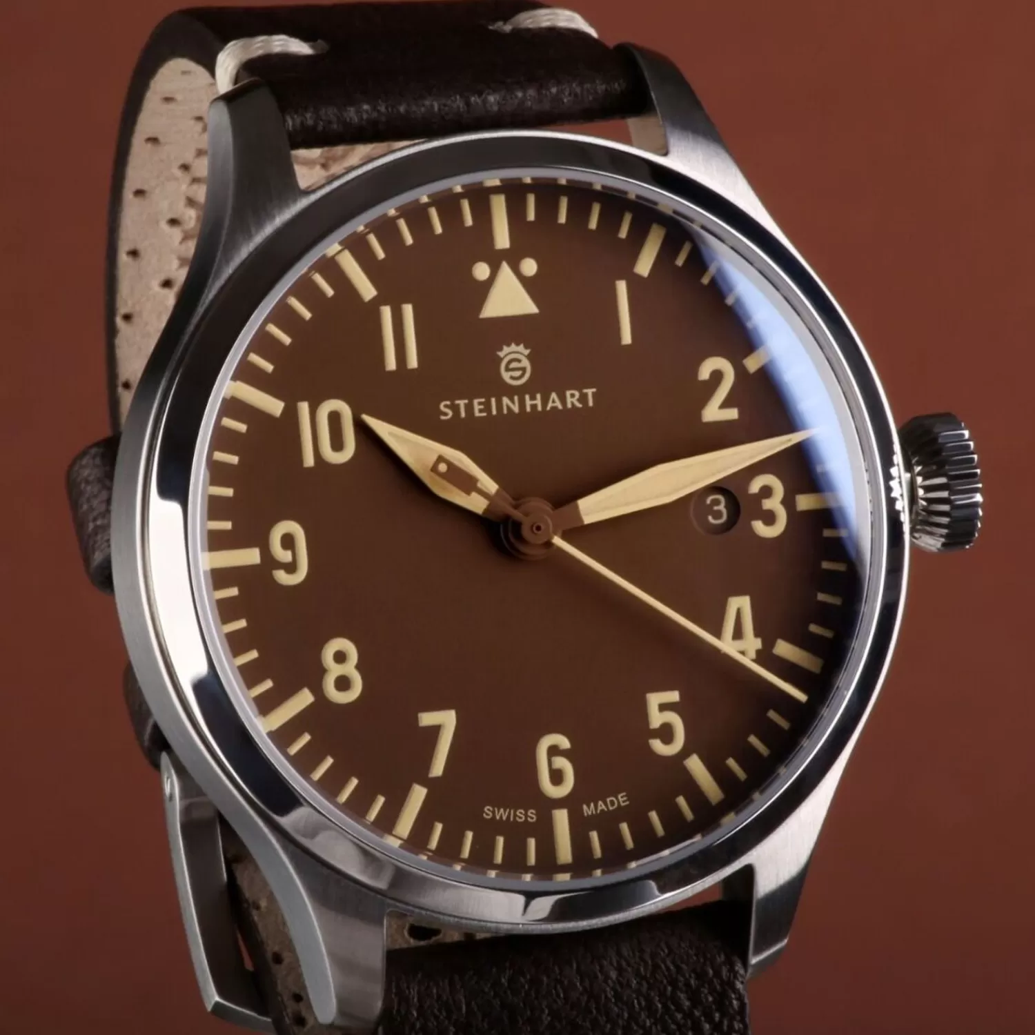 Nav B-Uhr 42 Vintage Brun A-Muster*Steinhart Watches Hot