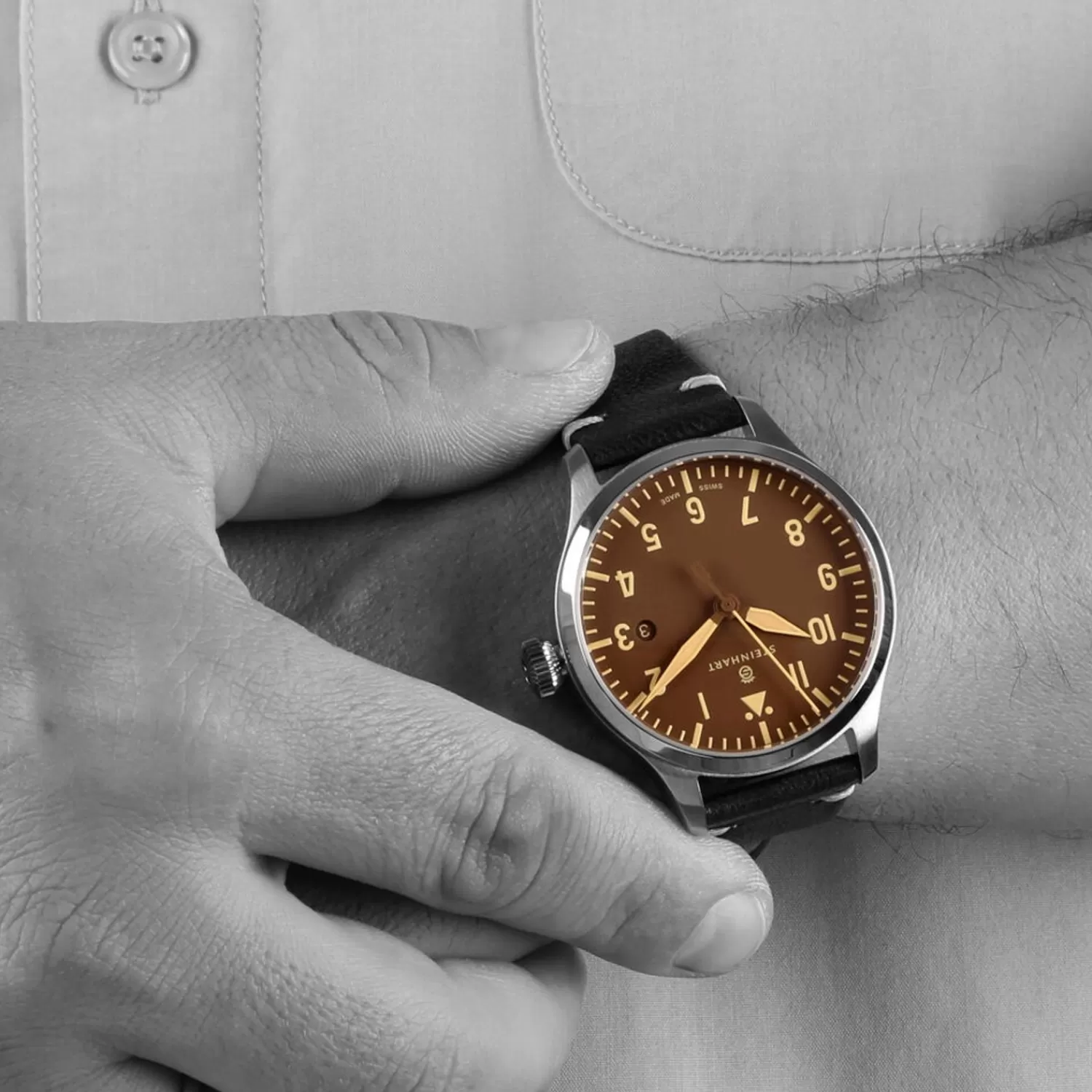 Nav B-Uhr 42 Vintage Brun A-Muster*Steinhart Watches Hot