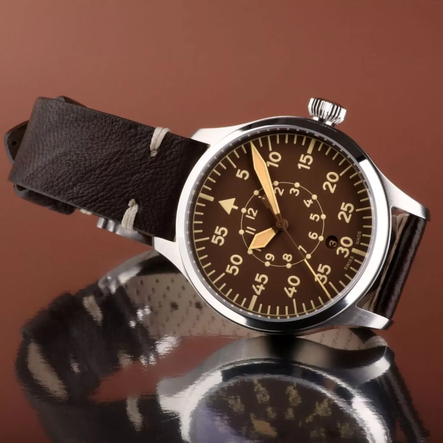 Nav B-Uhr 42 Vintage Brun B-Muster*Steinhart Watches Cheap
