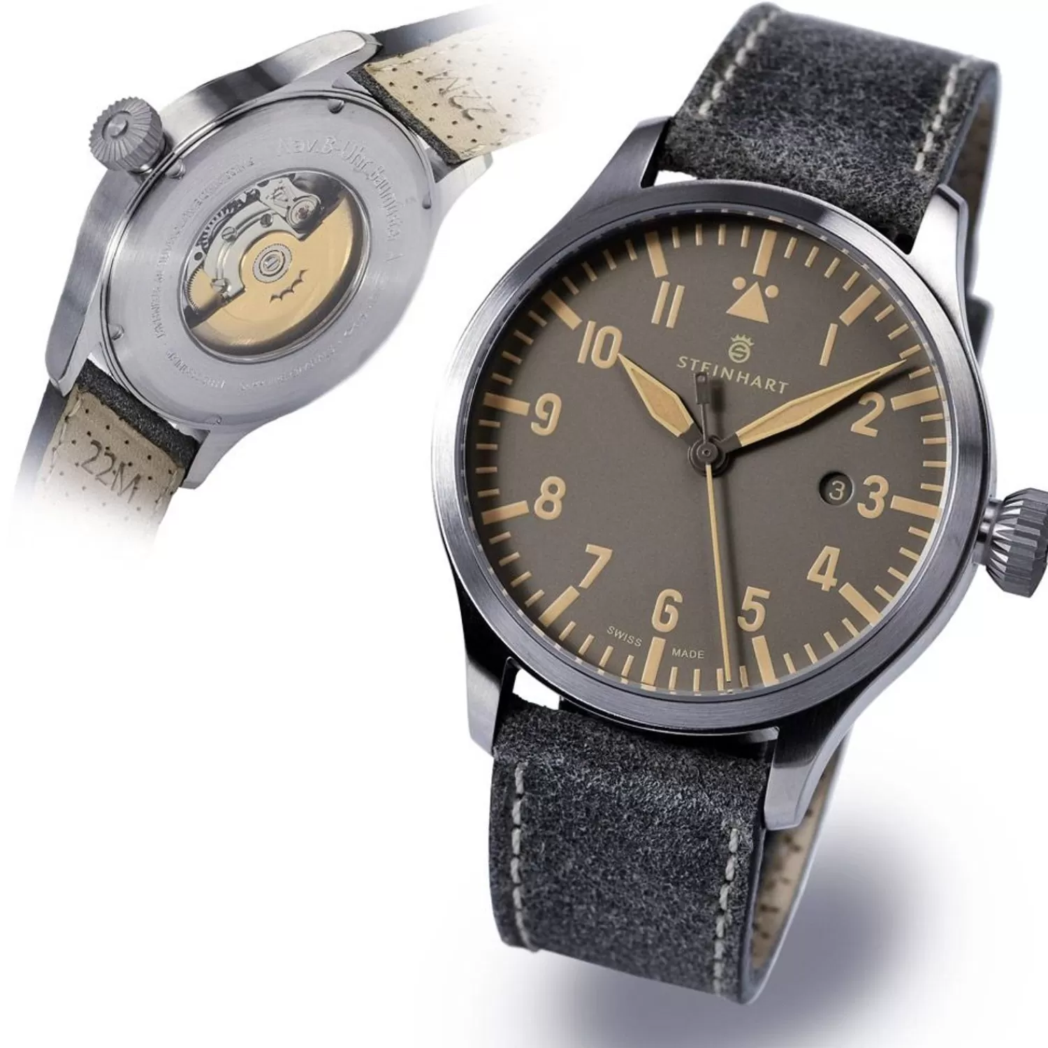 Nav B-Uhr 44 Date Vintage Gra*Steinhart Watches Hot