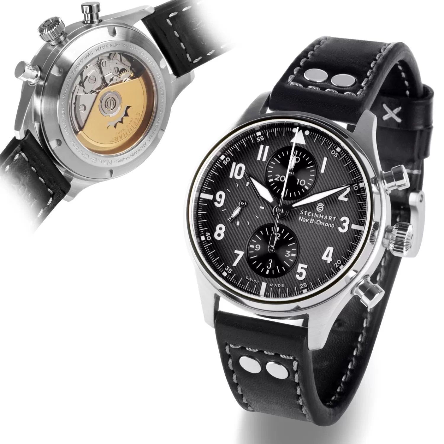 Nav.B-Chrono 42 Classic A-Type Sort*Steinhart Watches Clearance
