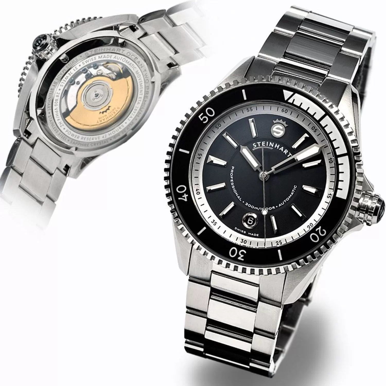 Ocean 2 Premium Sort Dykkerur*Steinhart Watches Cheap