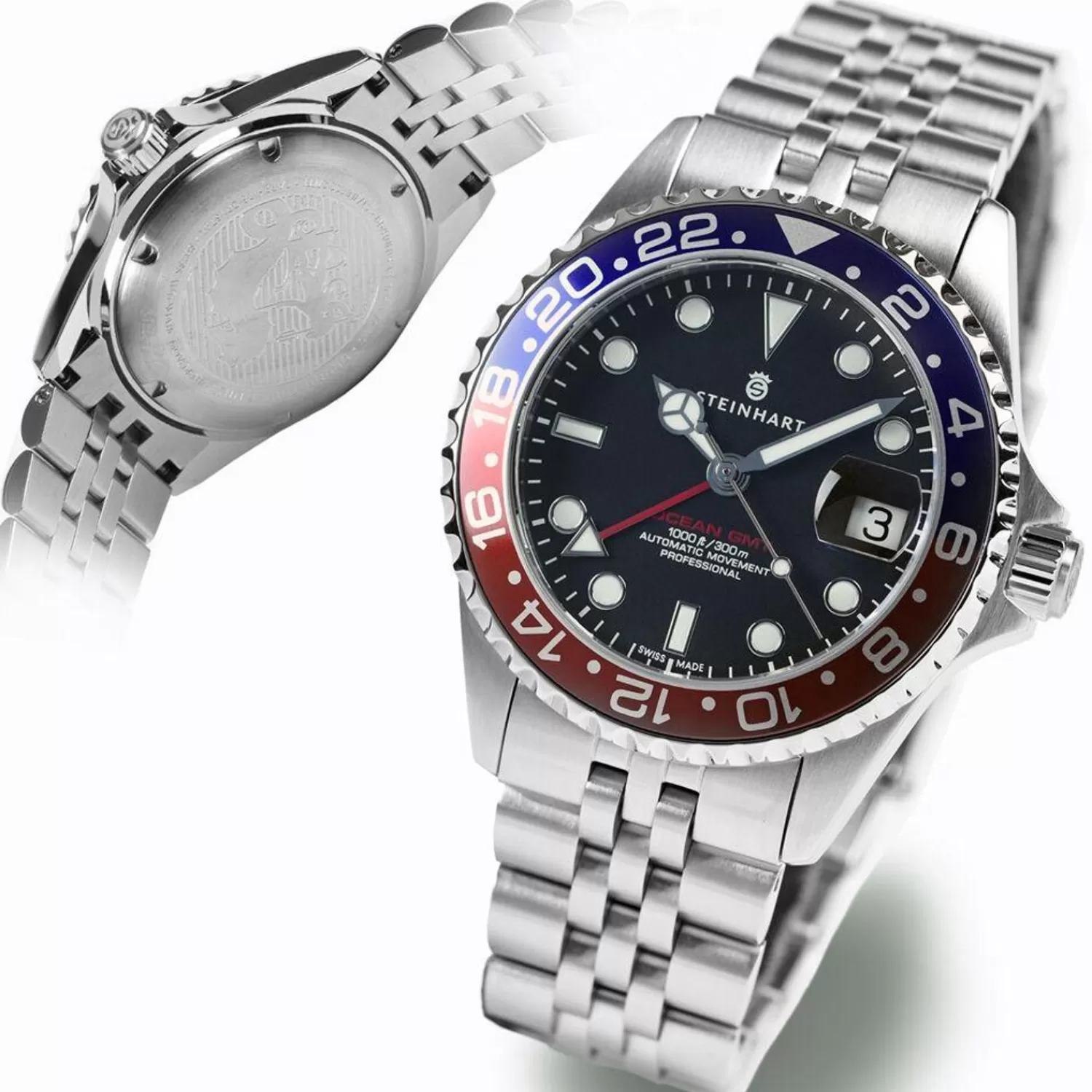 Ocean 39 Gmt Bla-Rod .2 Dykkerur*Steinhart Watches New