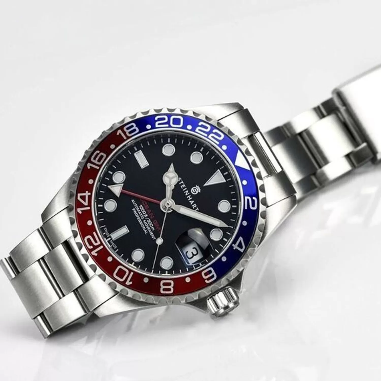 Ocean 39 Gmt Bla-Rod Dykkerur*Steinhart Watches Cheap