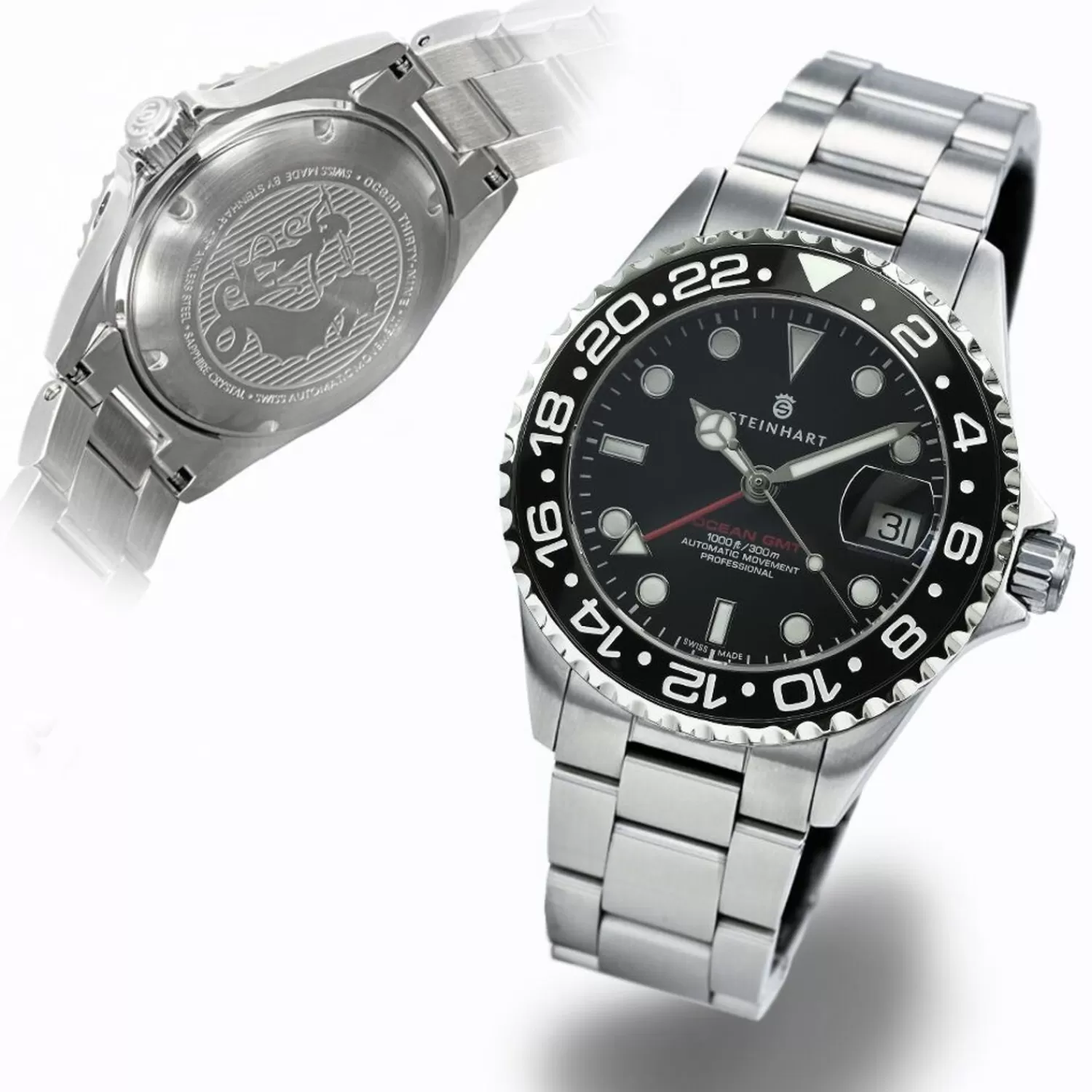 Ocean 39 Gmt Sort Keramisk Dykkerur*Steinhart Watches Sale