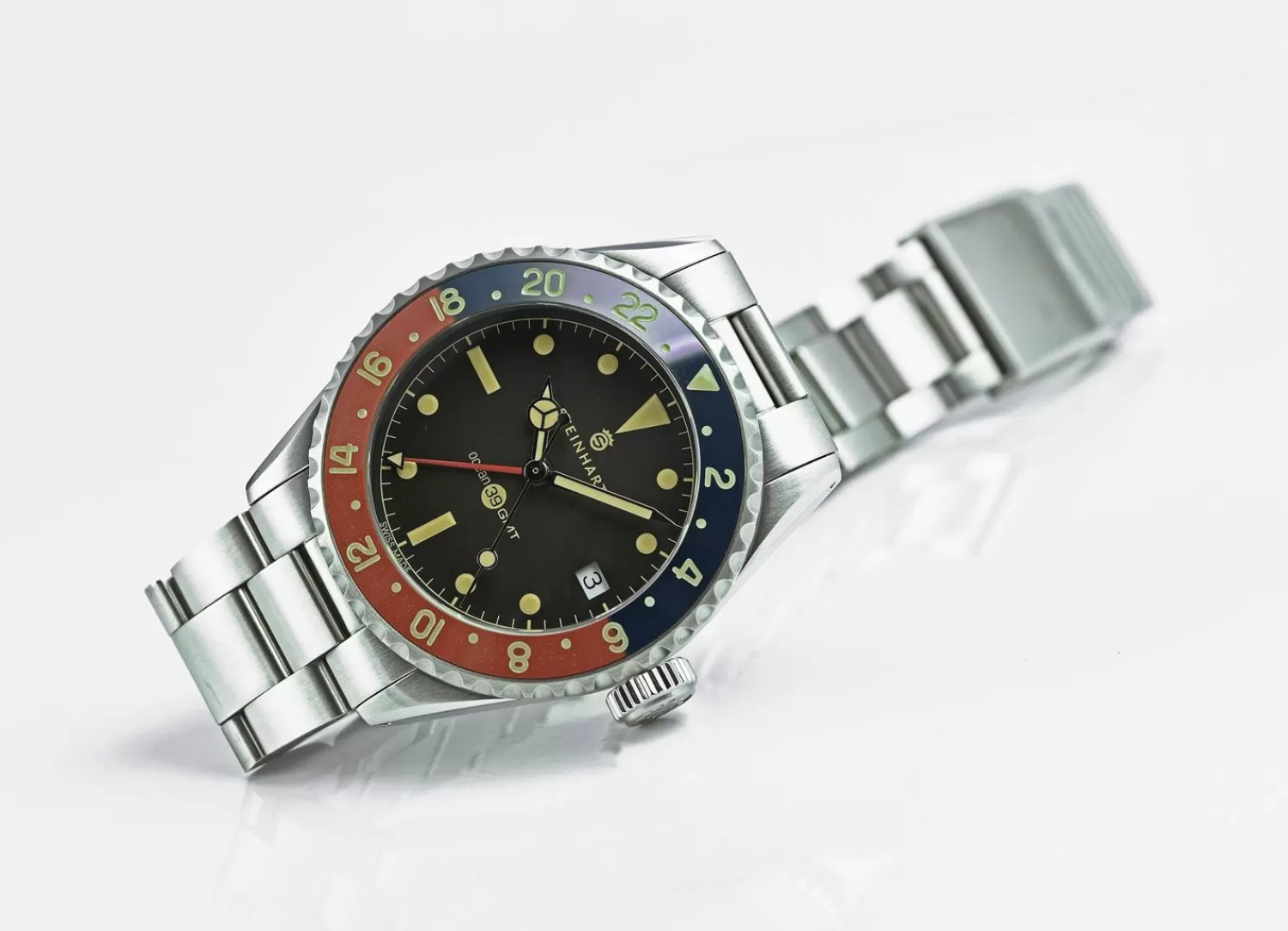 Ocean 39 Vintage Gmt Premium Bla-Rod Keramisk Dykkerur*Steinhart Watches Flash Sale