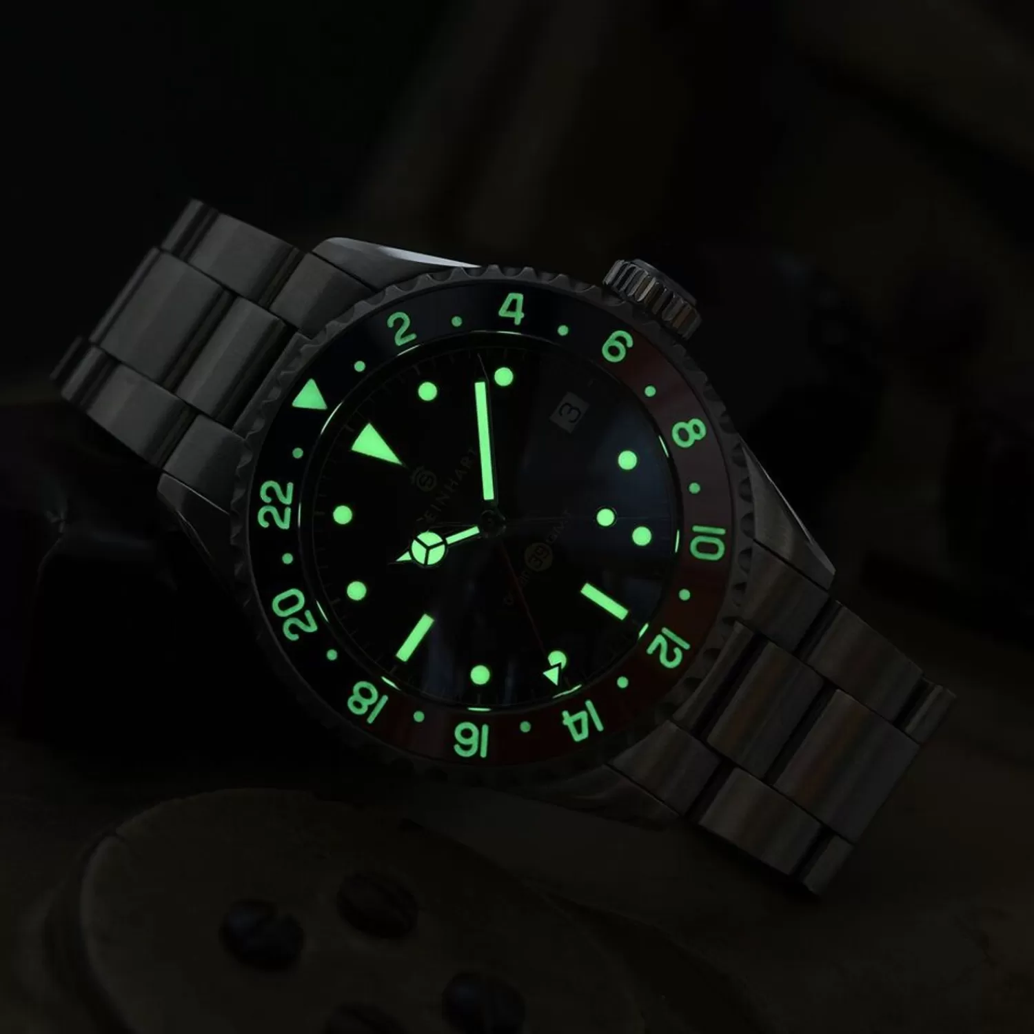 Ocean 39 Vintage Gmt Premium Bla-Rod Keramisk Dykkerur*Steinhart Watches Flash Sale