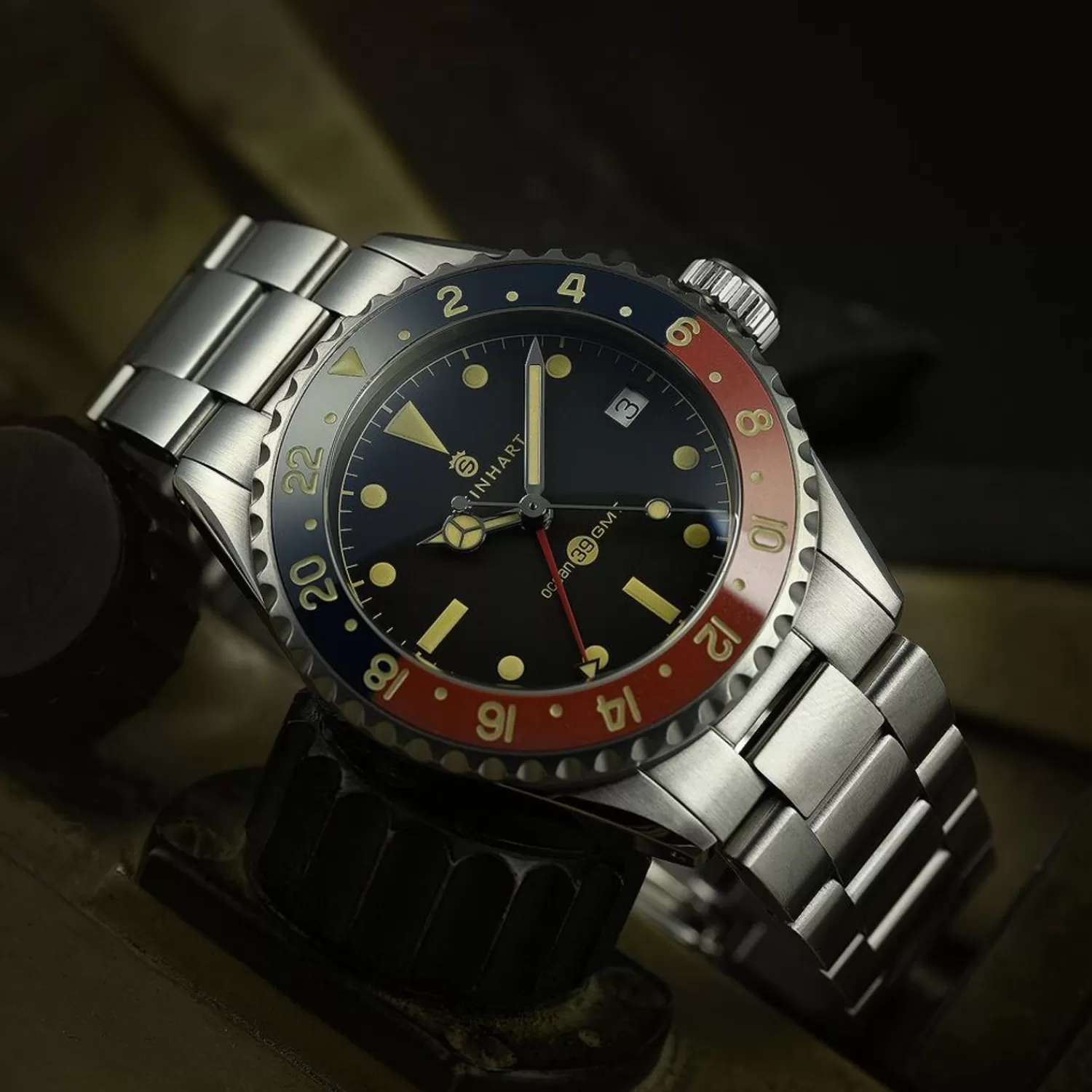 Ocean 39 Vintage Gmt Premium Bla-Rod Keramisk Dykkerur*Steinhart Watches Flash Sale