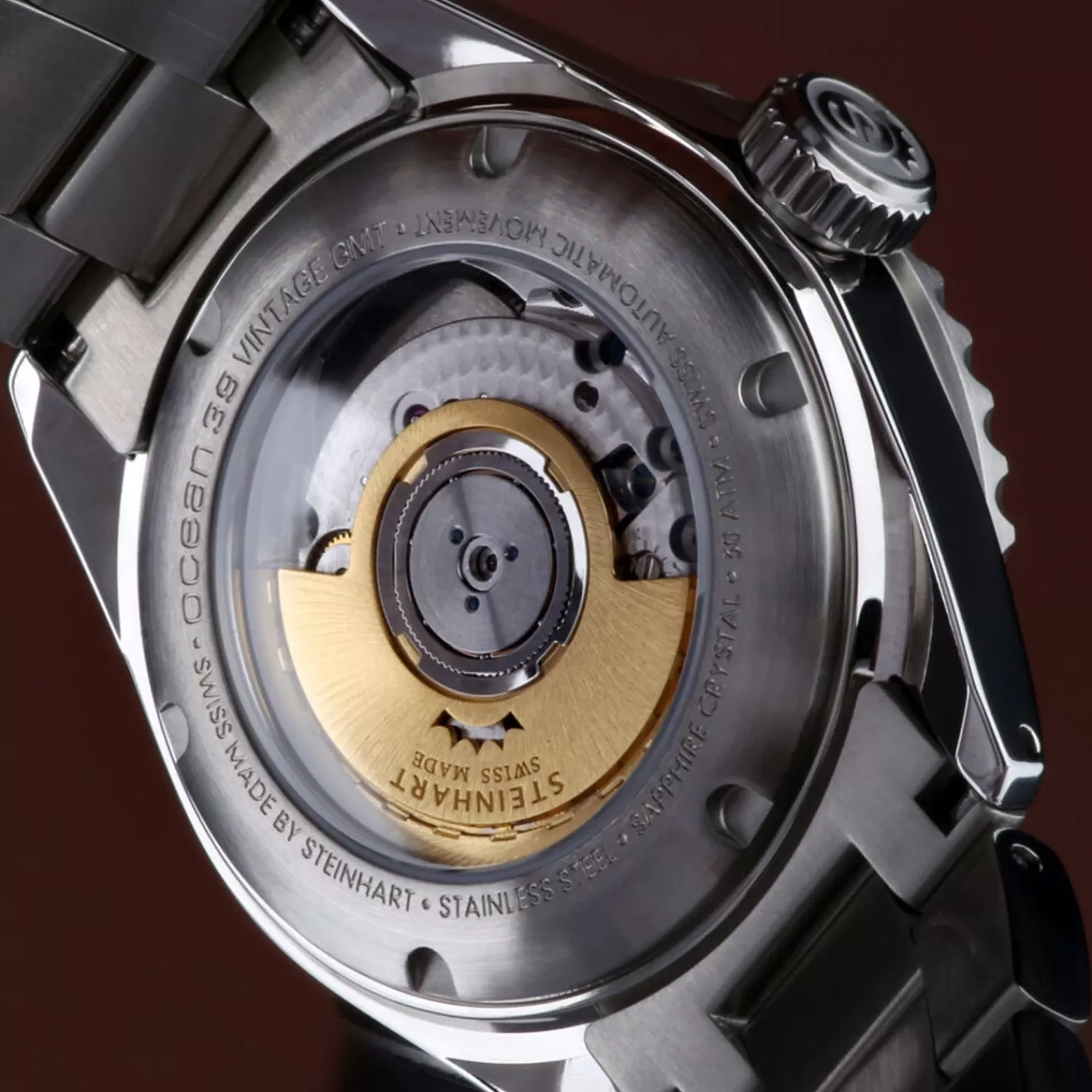 Ocean 39 Vintage Gmt Premium Rod Keramisk Dykkerur*Steinhart Watches Outlet