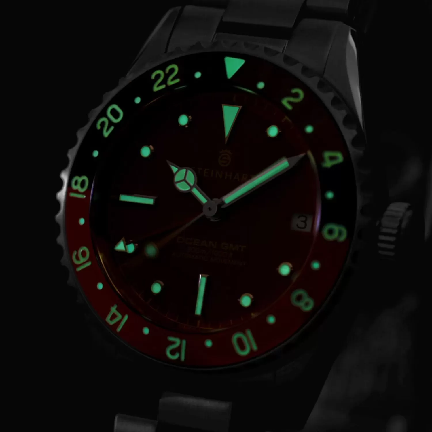 Ocean 39 Vintage Gmt Premium Rod Keramisk Dykkerur*Steinhart Watches Outlet