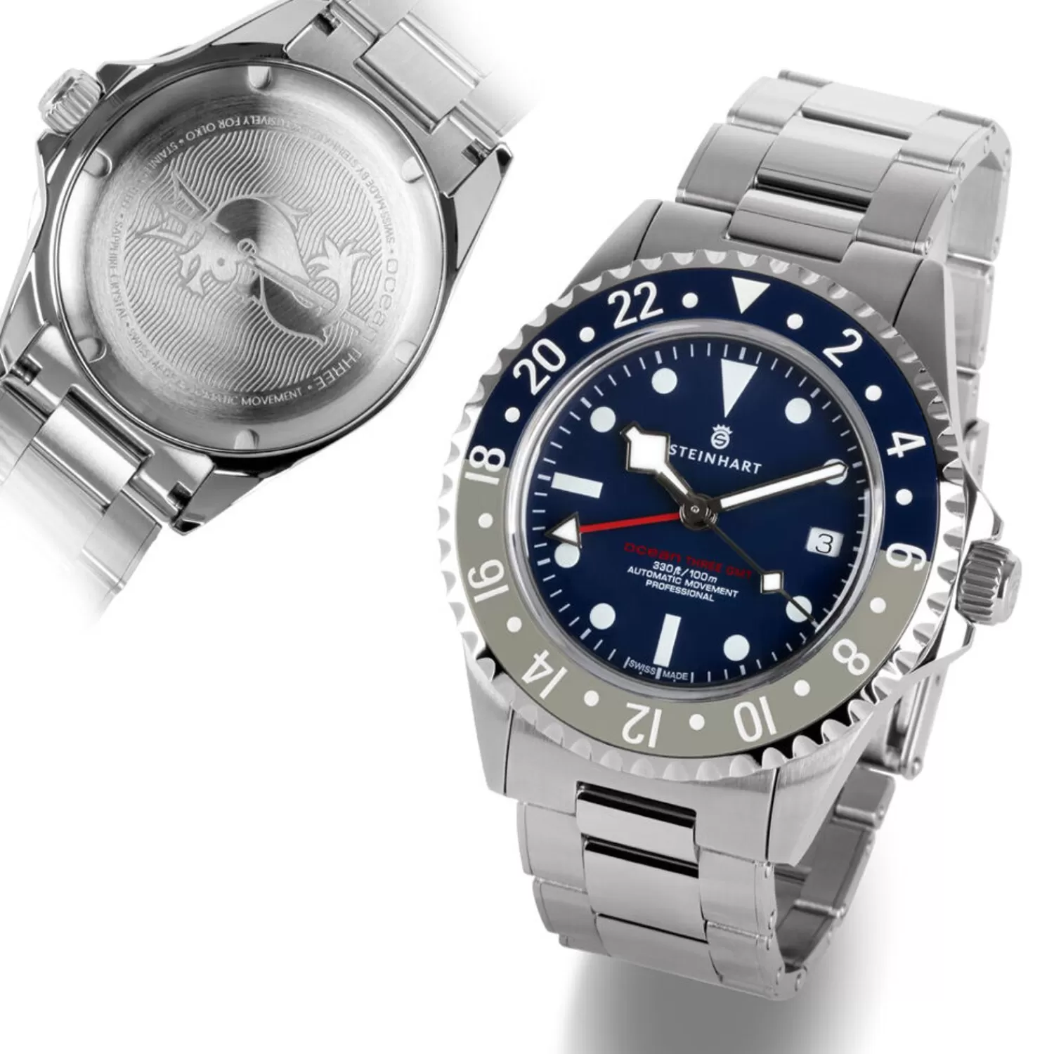 Ocean 3 Gmt Bla-Gra Keramik*Steinhart Watches Shop