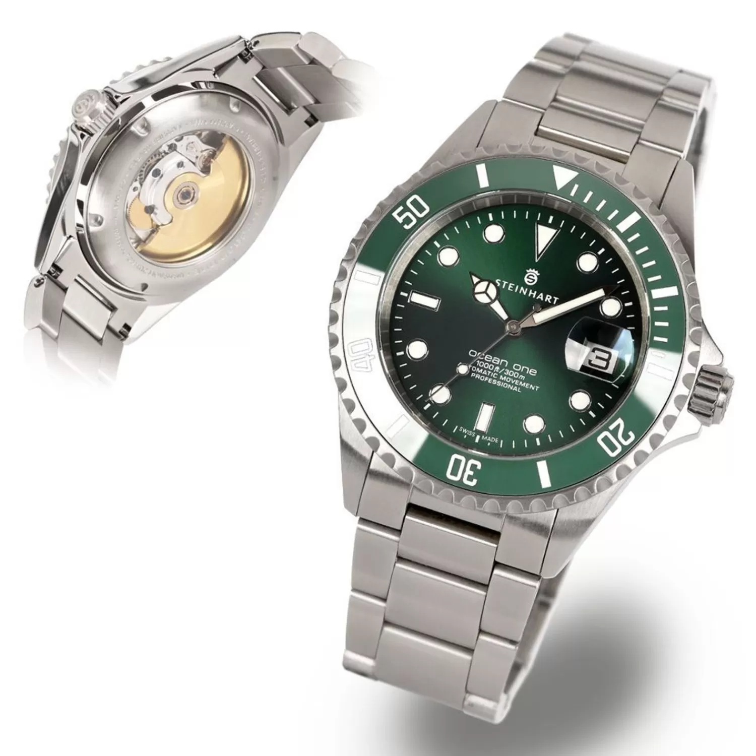 Ocean One Double-Green Ceramic Premium Diver Watch*Steinhart Watches Flash Sale