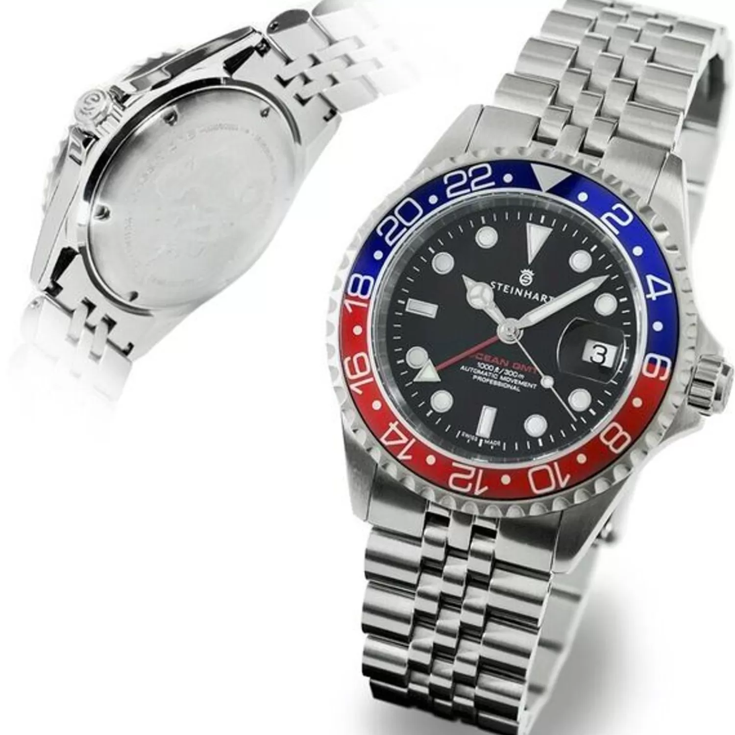 Ocean One Gmt Blue-Red.2 Dykkerur*Steinhart Watches Clearance