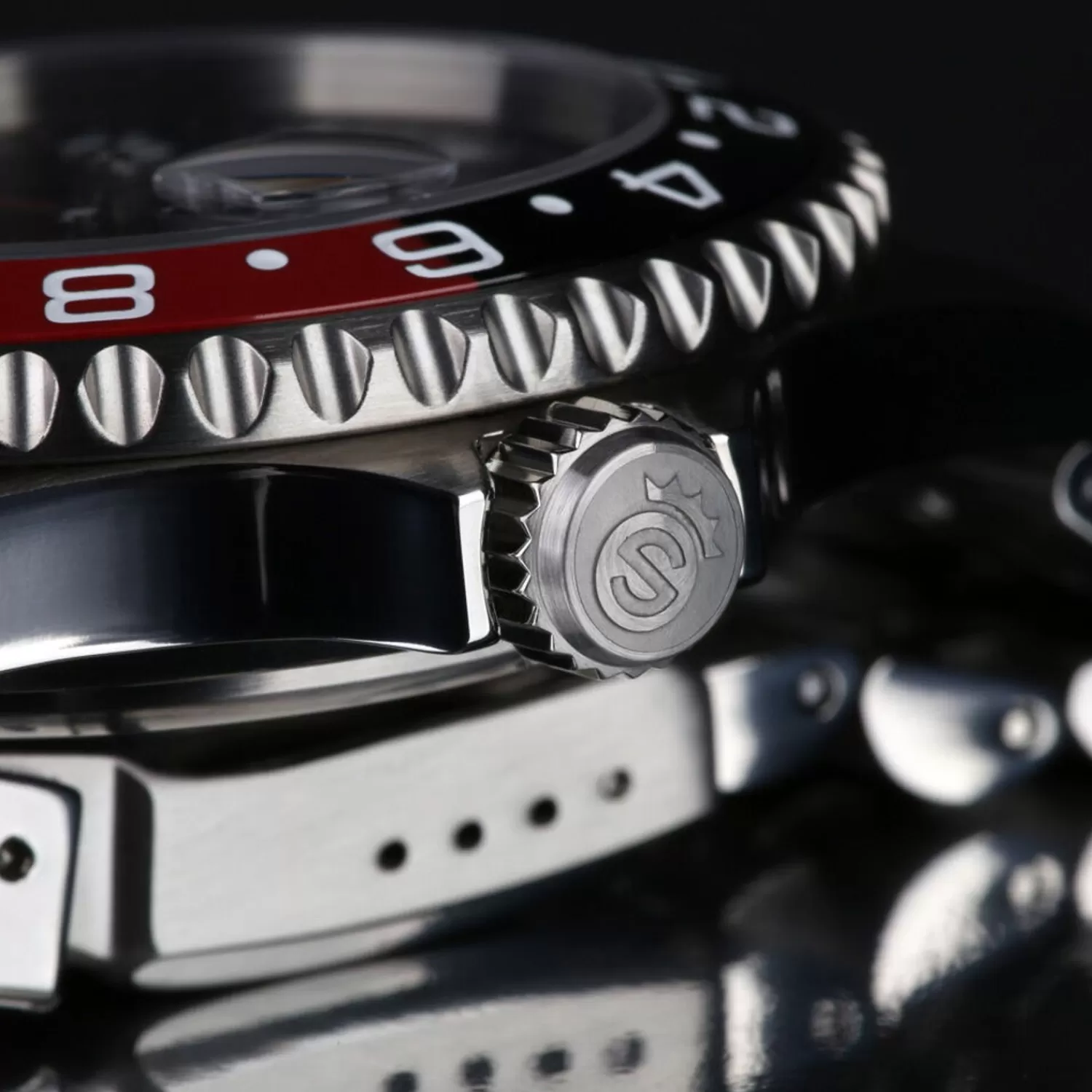 Ocean One Gmt Sort-Rod. 2 Keramisk Dykkerur*Steinhart Watches Clearance