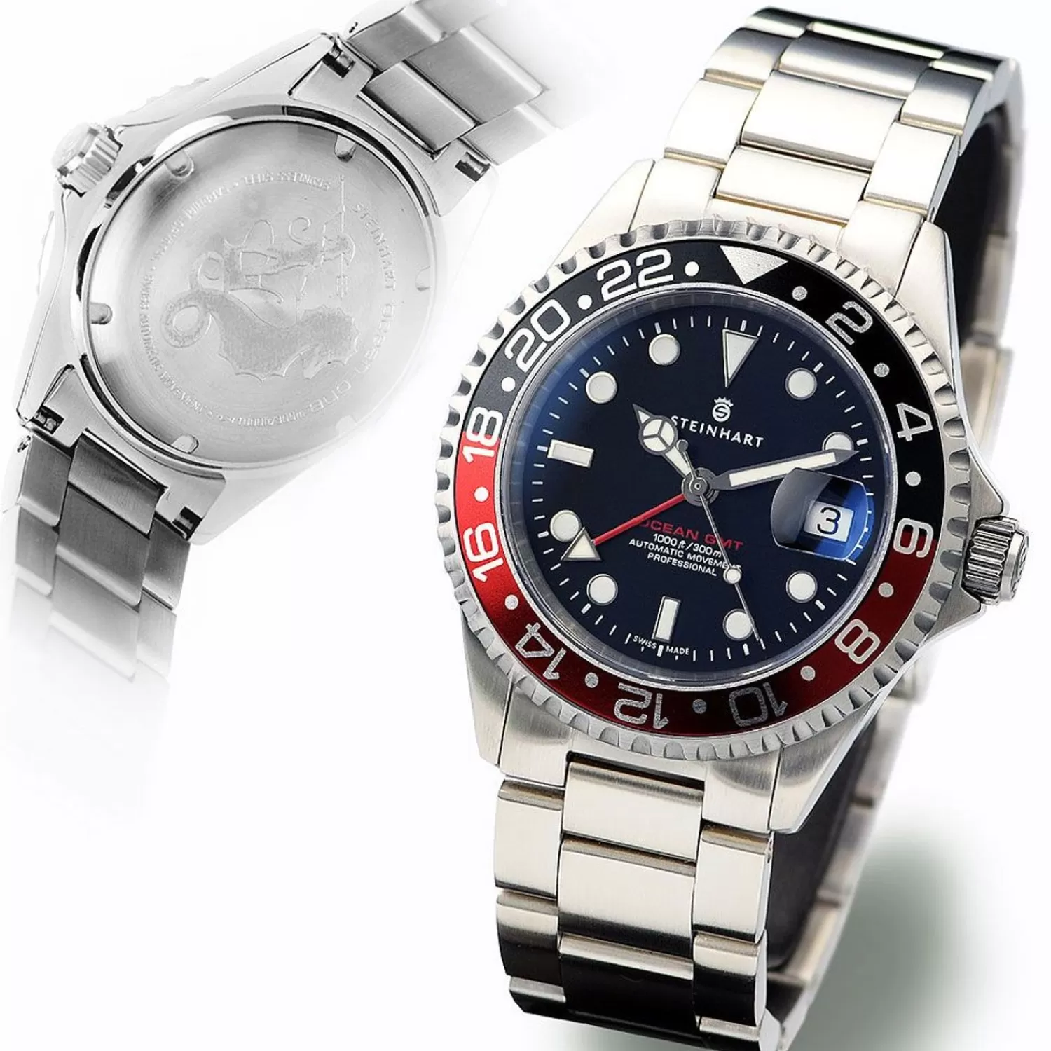 Ocean One Gmt Sort-Rod Dykkerur*Steinhart Watches Best Sale