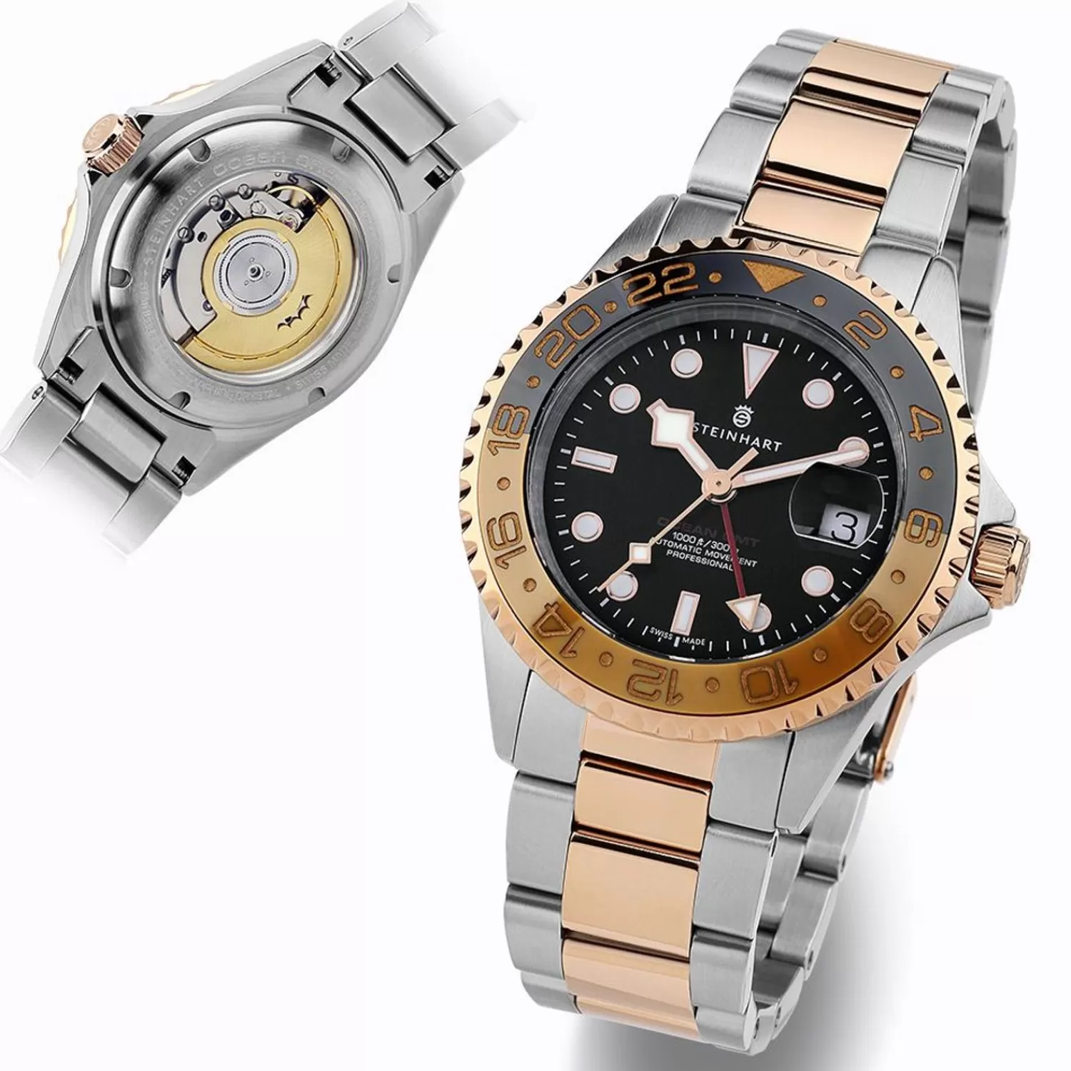 Ocean One Gmt Tofarvet Sort/Khaki Dykkerur*Steinhart Watches Best Sale