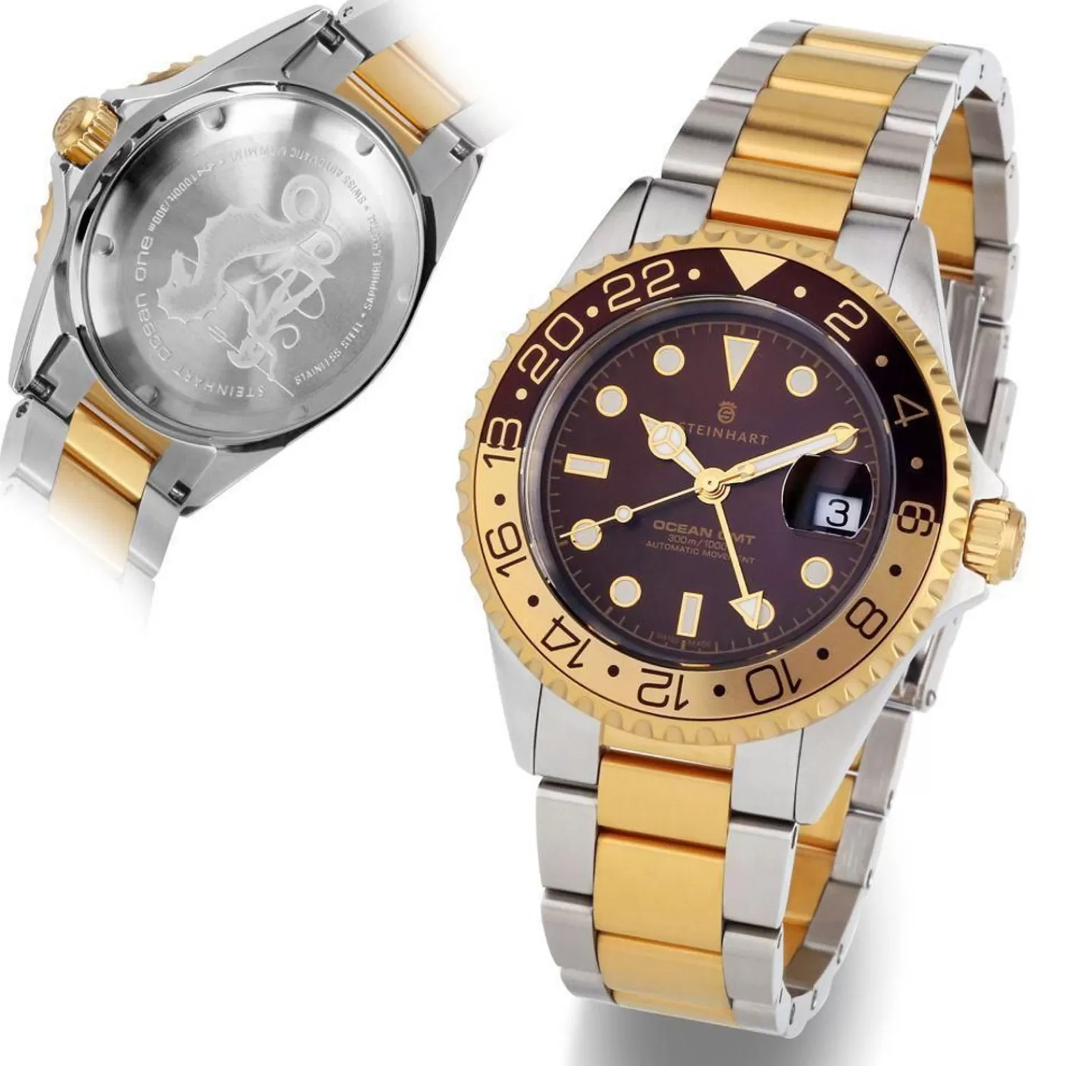 Ocean One Gmt Two-Tone Chocolate Diver Watch*Steinhart Watches Shop