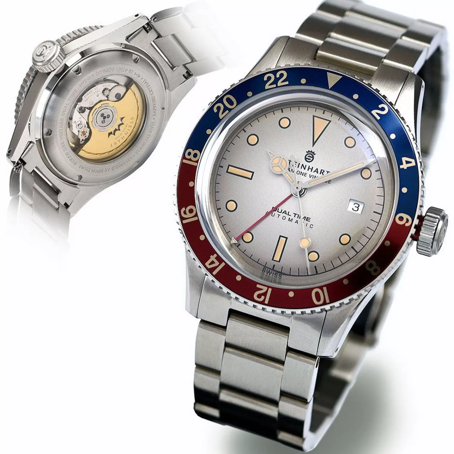 Ocean One Vintage Dual Time Premium Dykkerur*Steinhart Watches Outlet