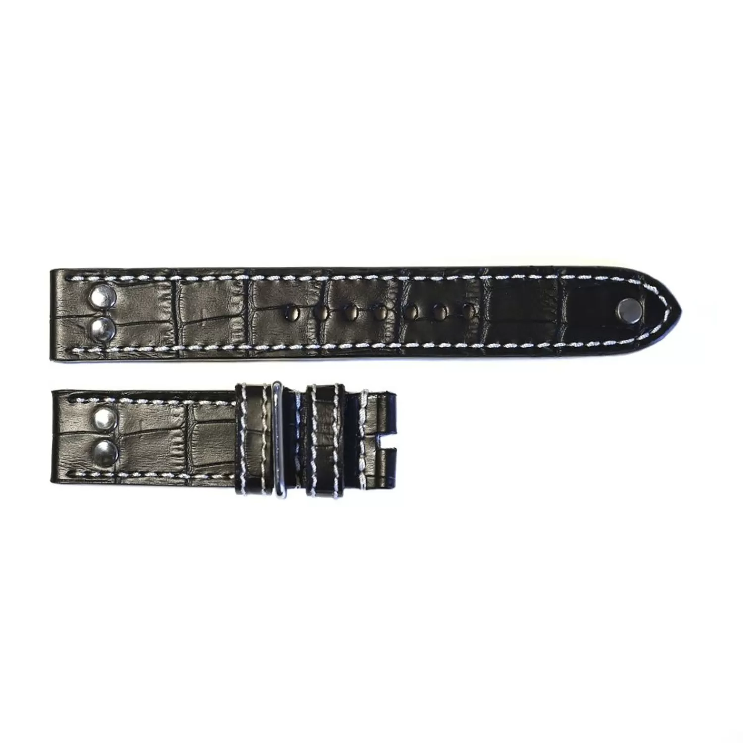 Pilotstrop Sort Med Croco-Kornstorrelse M*Steinhart Watches Best Sale