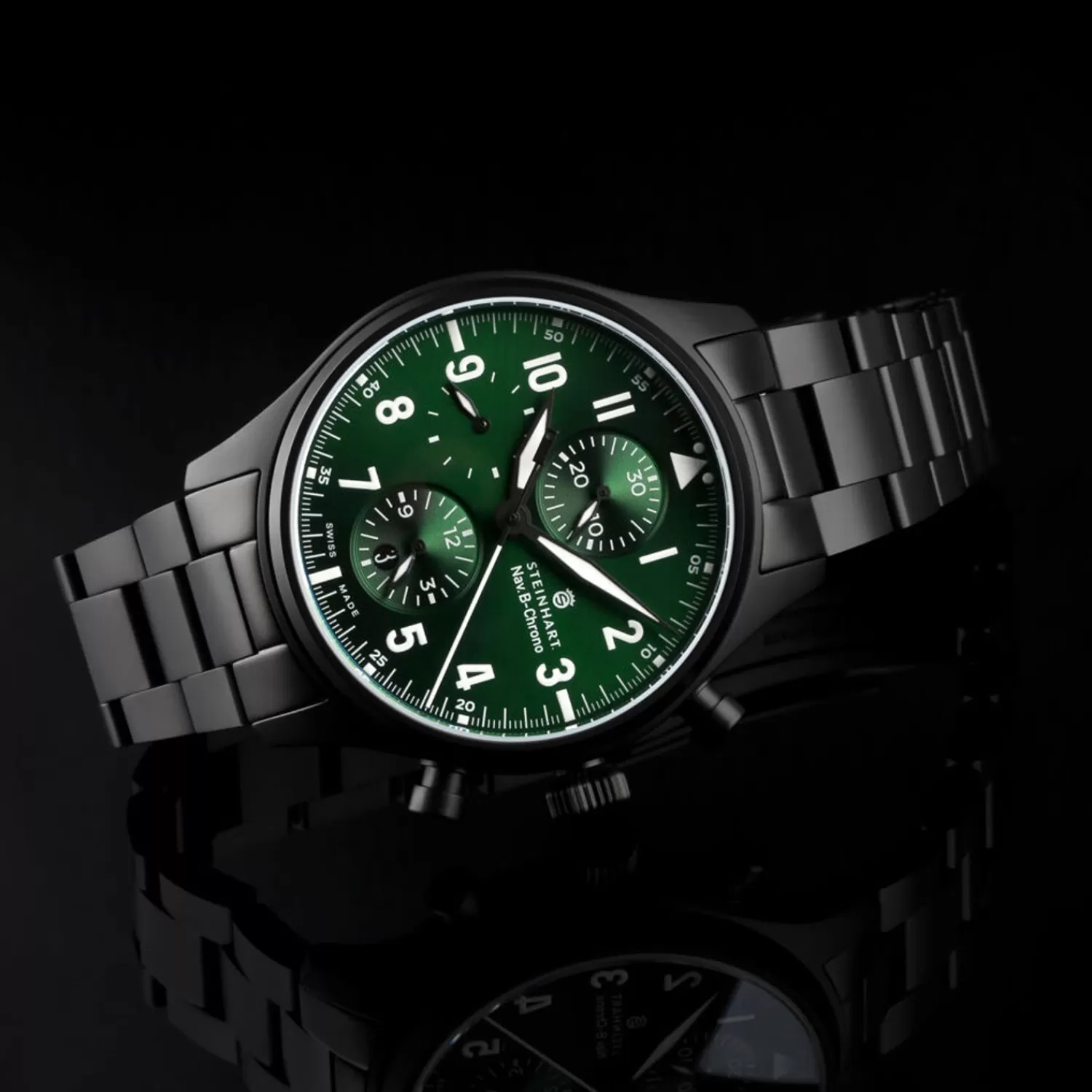 StalArmbånd Dlc Mat 20/16 Mm Til Nav B-Chrono 42 Green Ltd. Edition Inkl. Slut Links*Steinhart Watches Fashion